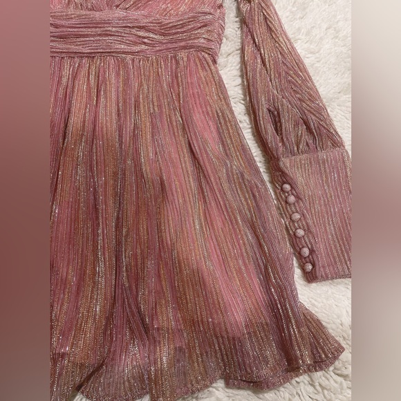NWT$495 Retrofete Pink Metallic Dani Lurex Dress - Picture 4 of 6
